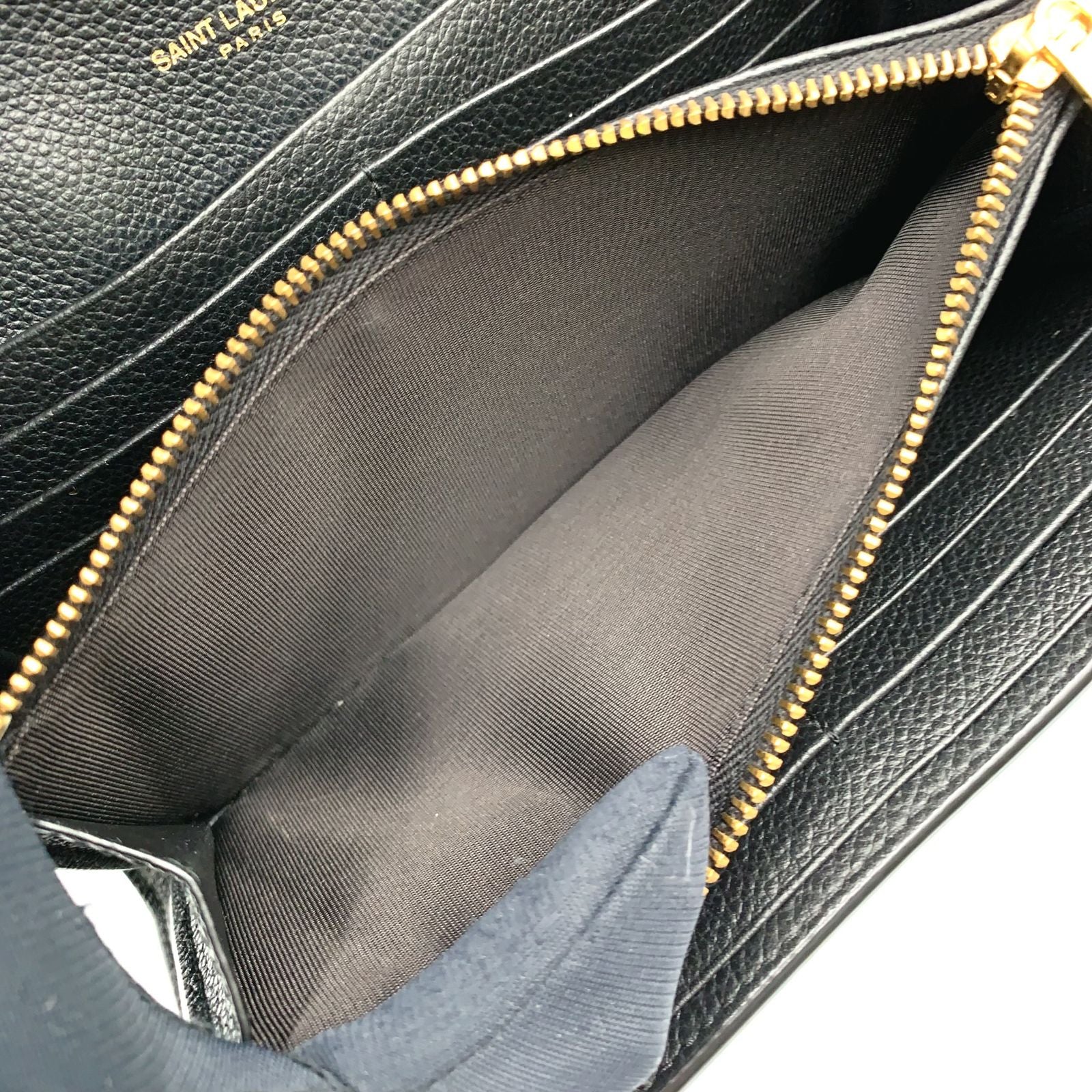 Saint Laurent YSL Line Large Flap Leather Black Wallet Gold — view 6
