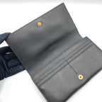Saint Laurent YSL Line Large Flap Leather Black Wallet Gold — view 3