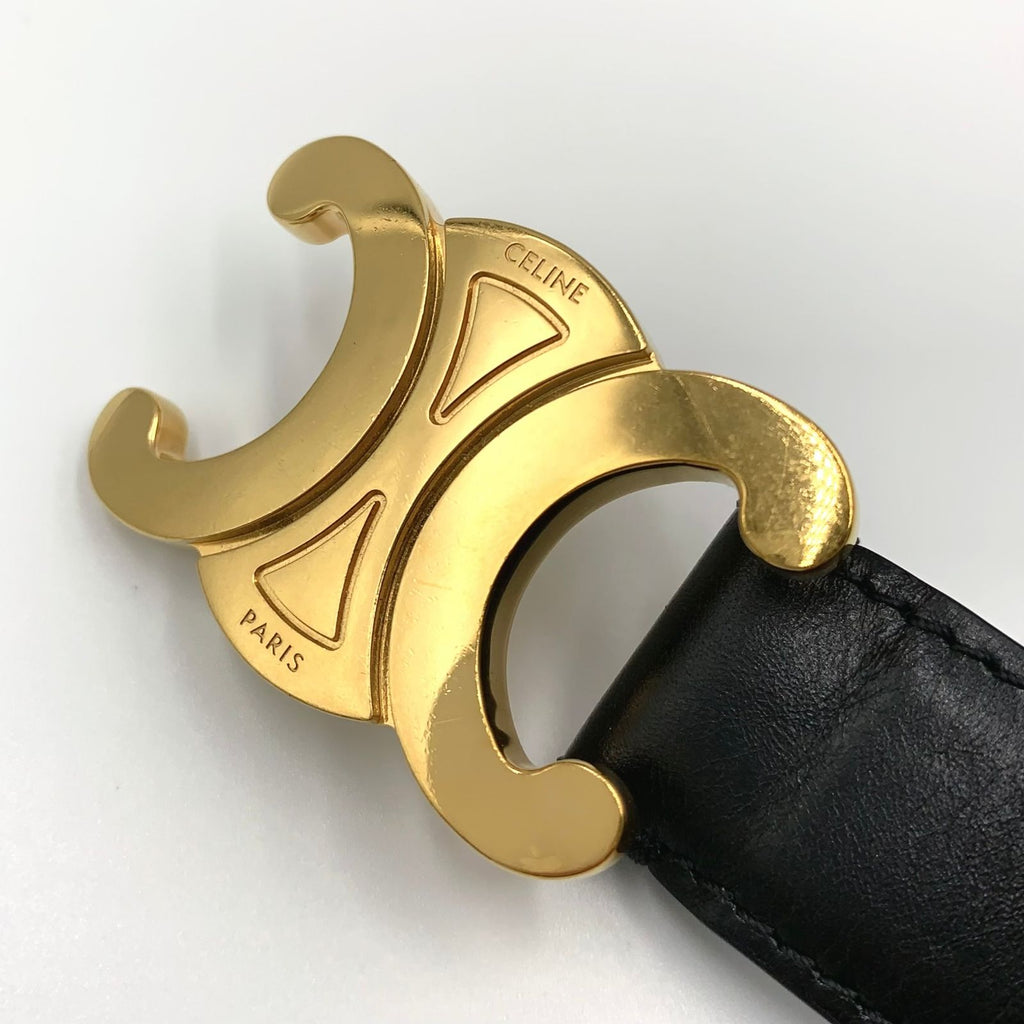 Celine Triomphe Leather Black Belt Gold — view 4