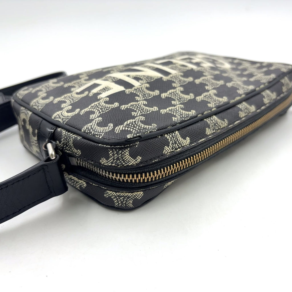 Celine Horizontal Leather Black White Shoulder Bag Silver — view 8