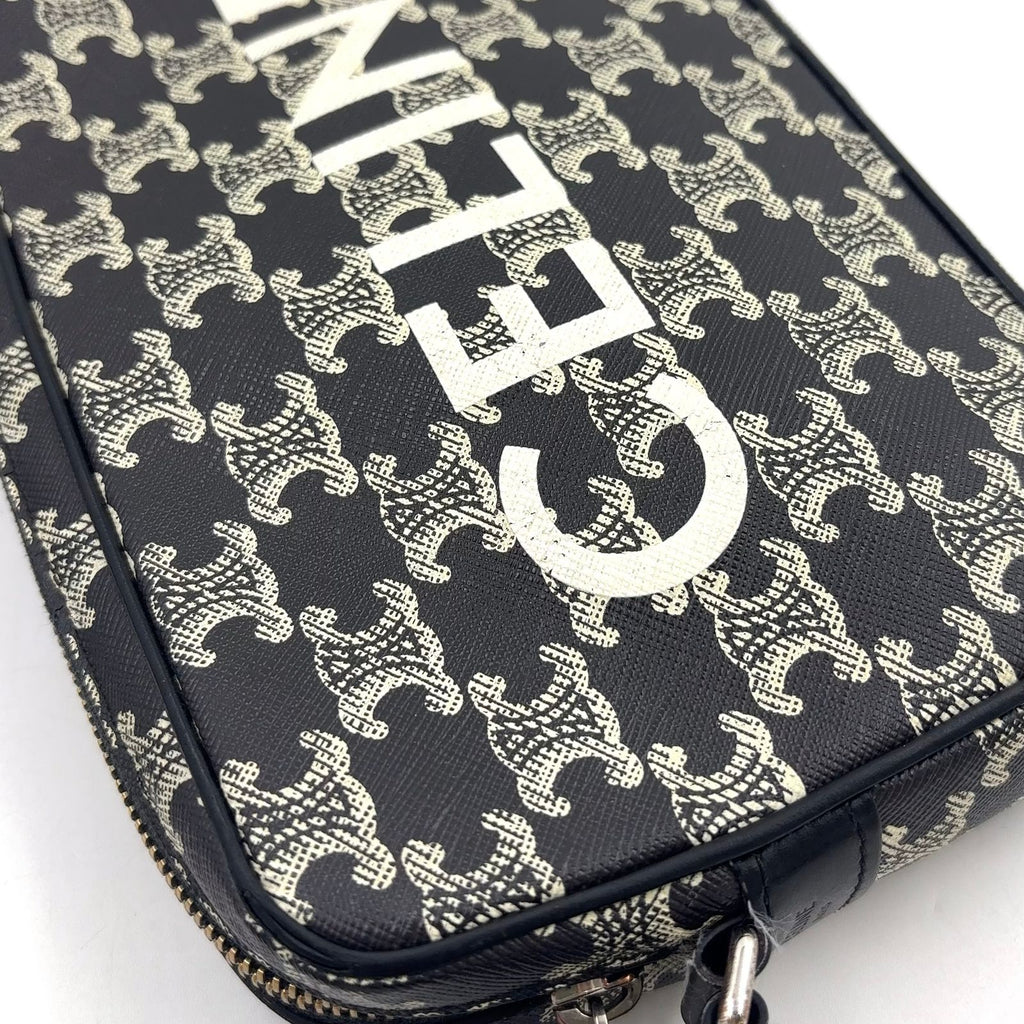 Celine Horizontal Leather Black White Shoulder Bag Silver — view 9