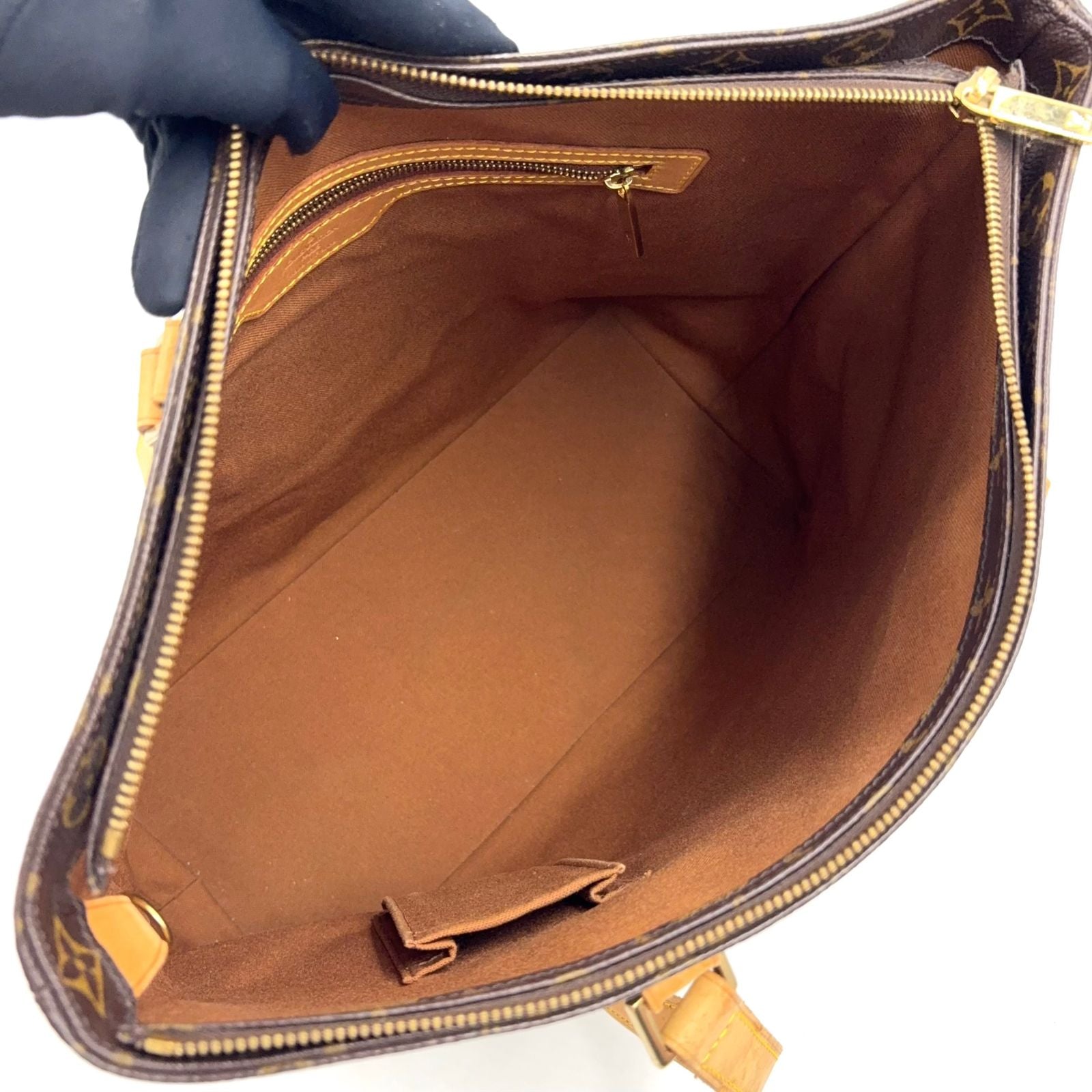 Louis Vuitton Cabas Mezzo Monogram Leather Brown Light Tote Gold — view 3