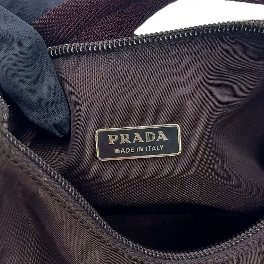 Prada Nylon Brown Handbag Silver — view 4