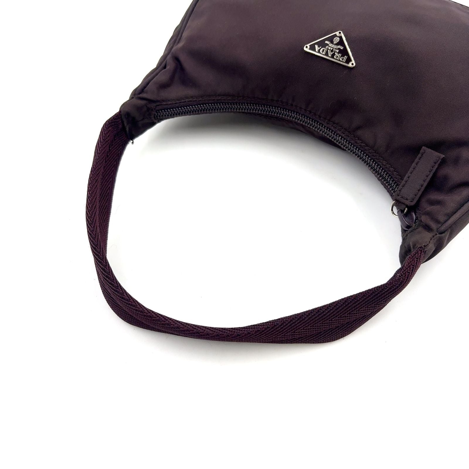 Prada Nylon Brown Handbag Silver — view 5