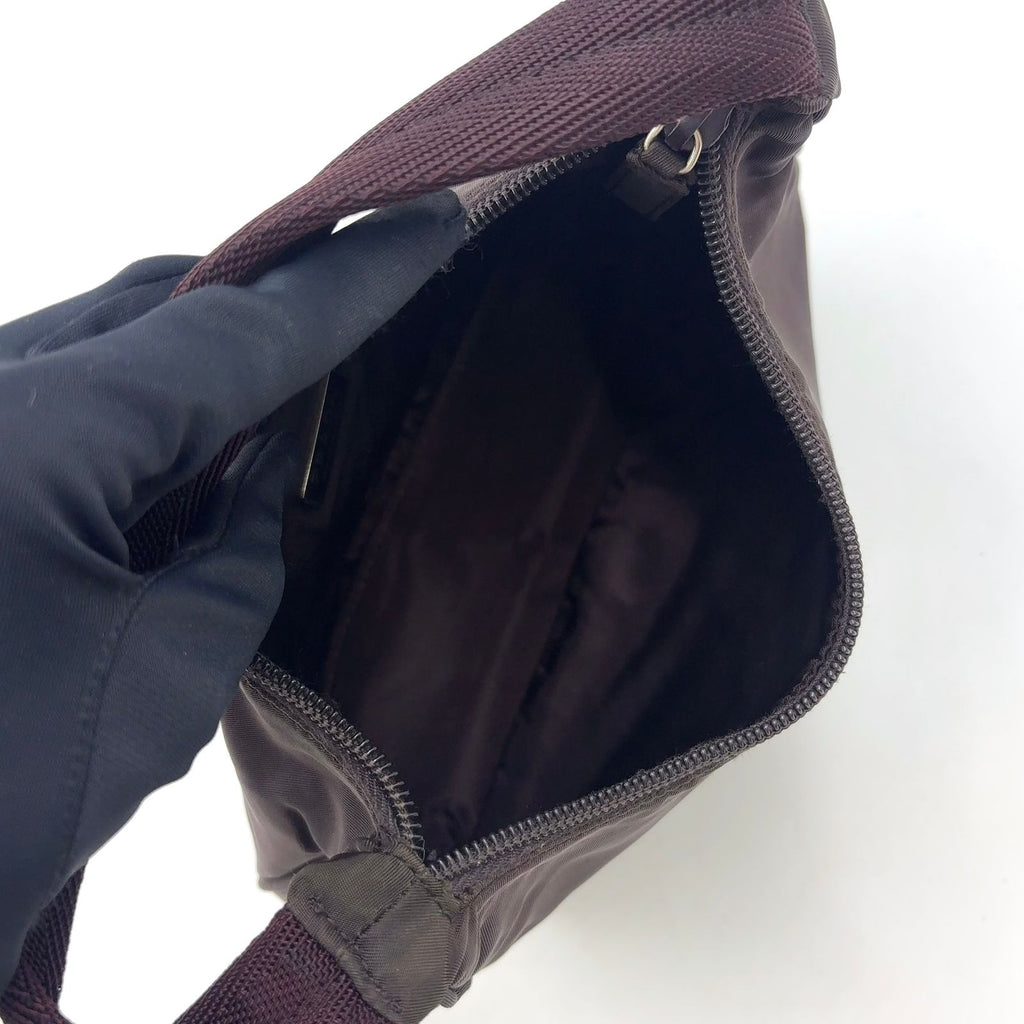 Prada Nylon Brown Handbag Silver — view 3