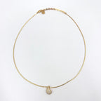 Dior Teardrop Rhinestone Color Stone Clear Gold Necklace — view 3