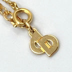 Dior Teardrop Rhinestone Color Stone Clear Gold Necklace — view 4