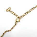 Dior CD Logo Rhinestone Color Stone Clear Gold Necklace — view 7
