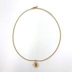 Dior CD Logo Rhinestone Color Stone Clear Gold Necklace — view 3