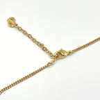 Dior Circle Motif Rhinestone Logo Color Stone Clear Gold Necklace — view 7