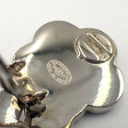 Chanel Camellia CC Logo Metal Silver Black White Earrings — view 4