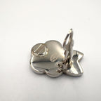 Chanel Camellia CC Logo Metal Silver Black White Earrings — view 7