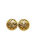 Chanel Vintage CC Logo Quilted Earrings Gold Plated