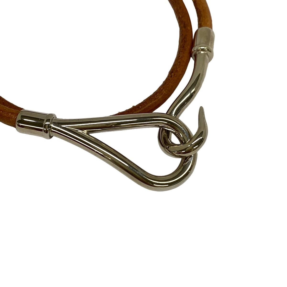 Hermes Bracelet Jumbo Leather Brown Silver Double Strand — view 2