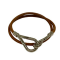 Hermes Bracelet Jumbo Leather Brown Silver Double Strand