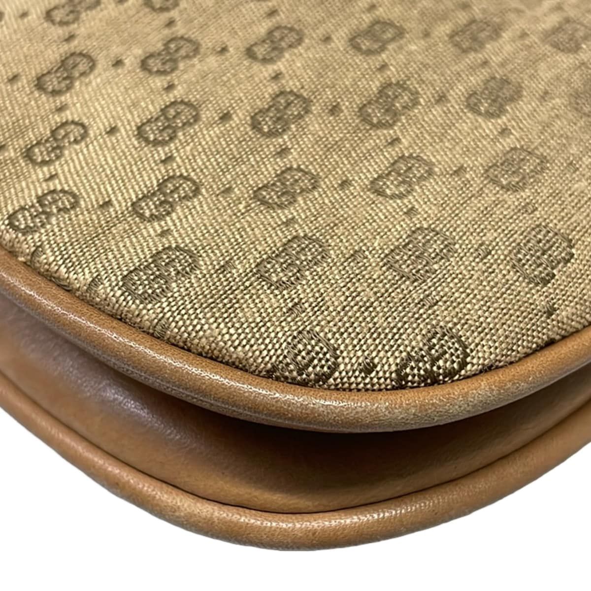 Gucci Shoulder Bag Micro GG Vintage Beige Brown Leather — view 6
