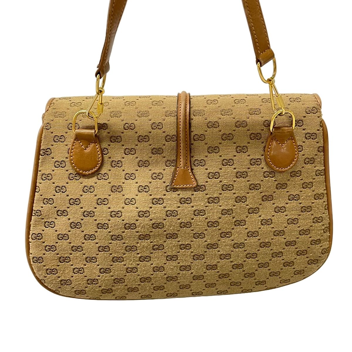 Gucci Shoulder Bag Micro GG Vintage Beige Brown Leather — view 3