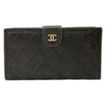 Chanel Wallet Bicolor Black Gold Kiss Lock Lambskin