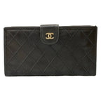 Chanel Wallet Bicolor Black Gold Kiss Lock Lambskin