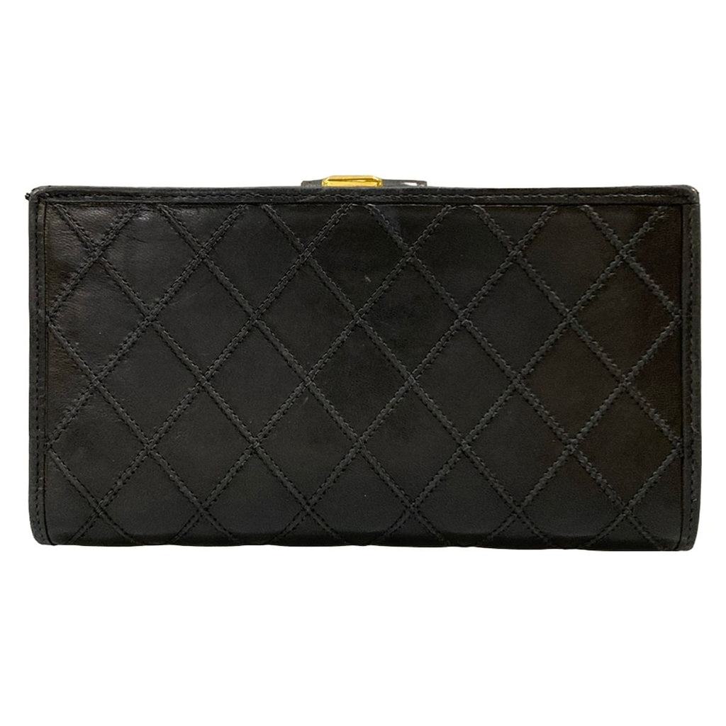 Chanel Wallet Bicolor Black Gold Kiss Lock Lambskin — view 2