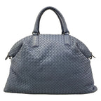 Bottega Veneta Handbag Intrecciato Blue Gray Leather