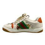 Gucci Sneakers 37.5 Screener White Orange Multi Floral Sequins Beads Leather — view 3