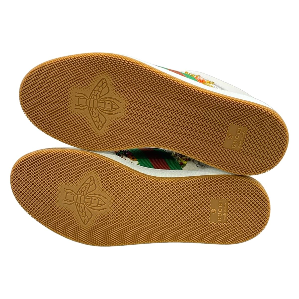 Gucci Sneakers 37.5 Screener White Orange Multi Floral Sequins Beads Leather — view 8