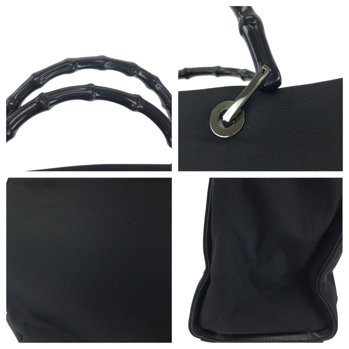 Gucci Bamboo Black Silver Nylon 002 Tote — view 5