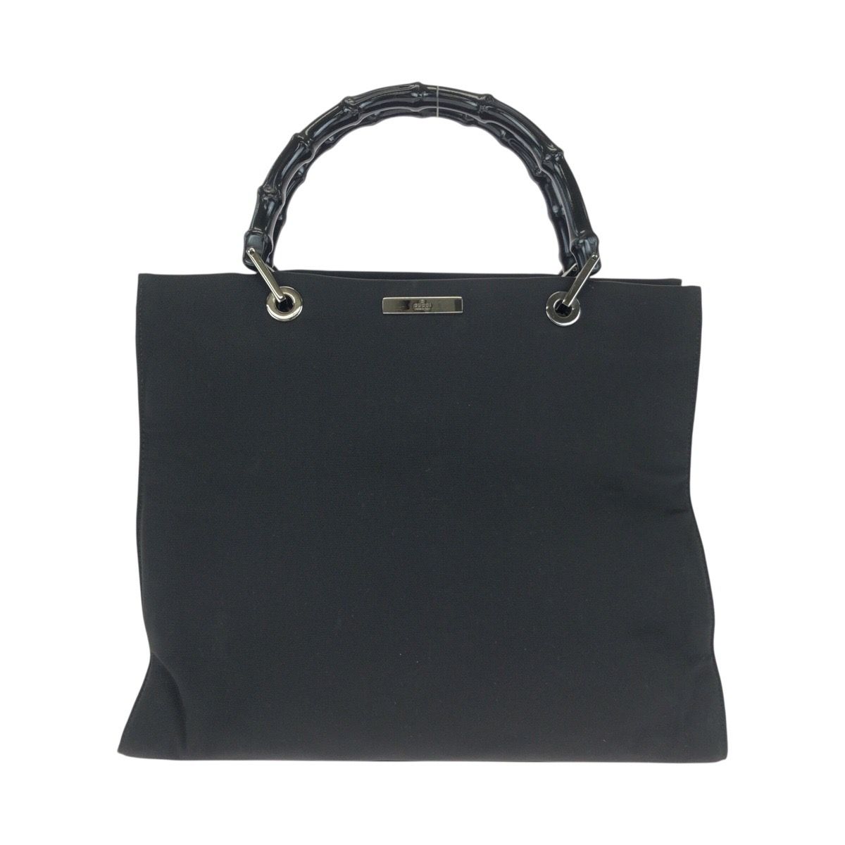 Gucci Bamboo Black Silver Nylon 002 Tote