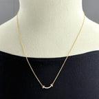 Tiffany & Co T Smile Mini Necklace YG Yellow Gold Pave Diamond — view 3