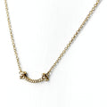 Tiffany & Co T Smile Mini Necklace YG Yellow Gold Pave Diamond