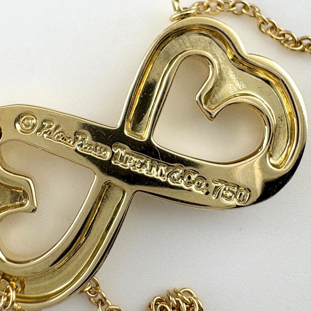 Tiffany & Co Double Loving Heart Necklace YG Yellow Gold Pendant — view 4