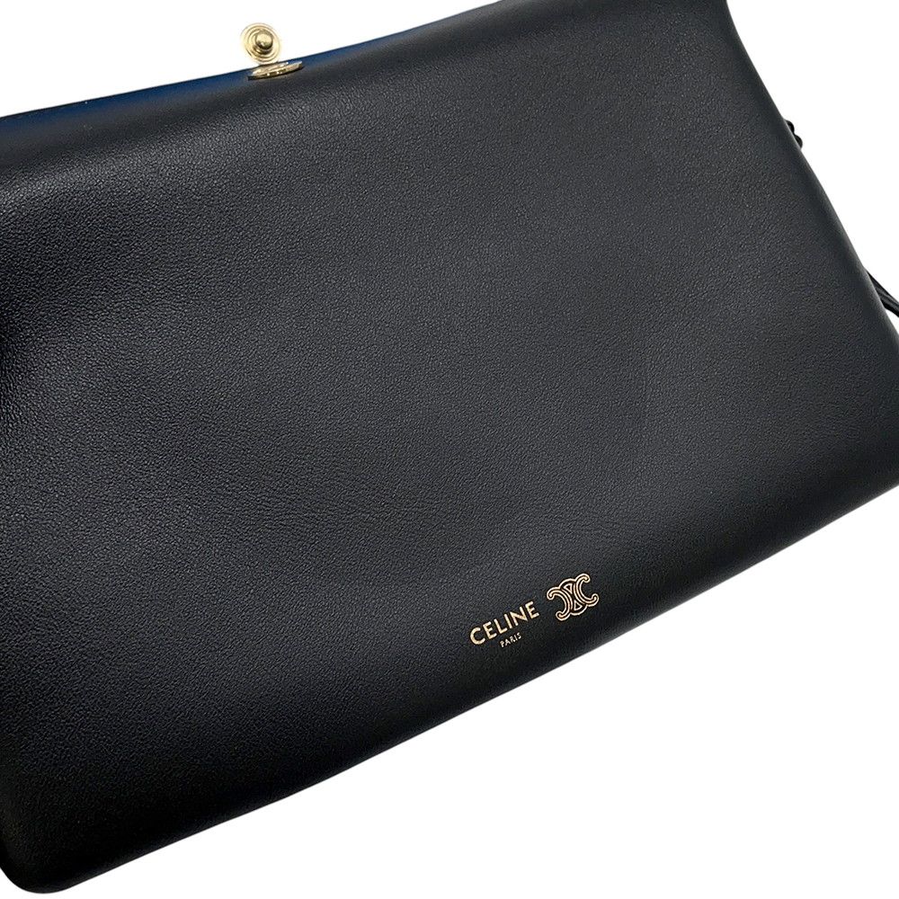 Celine Shoulder Bag Trio Flap Leather Black — view 7