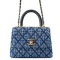 Chanel Handbag Quilted Coco Handle Mini Washed Denim Calfskin 2-Way Chain