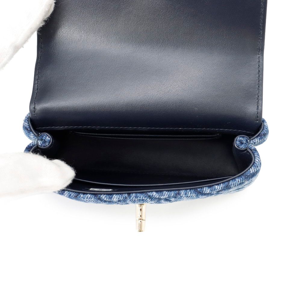 Chanel Handbag Quilted Coco Handle Mini Washed Denim Calfskin 2-Way Chain — view 5