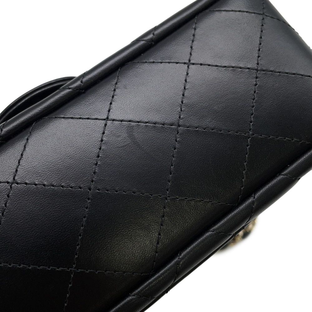 Chanel Chain Shoulder Bag Mini Quilted 20 CC Logo Lambskin Black — view 6