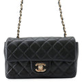 Chanel Chain Shoulder Bag Mini Quilted 20 CC Logo Lambskin Black