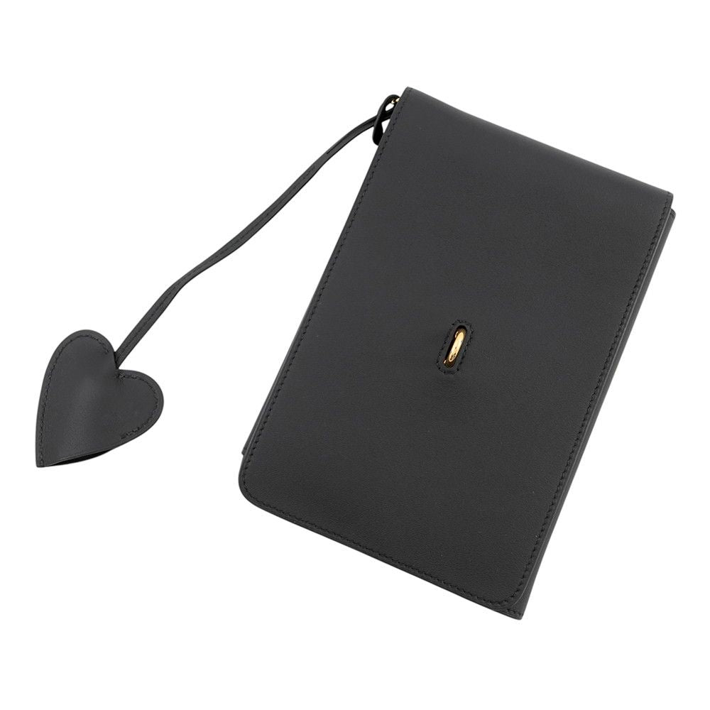Hermes Note Cover Carnet Sheet Black Gold Swift Animapolis Card Holder