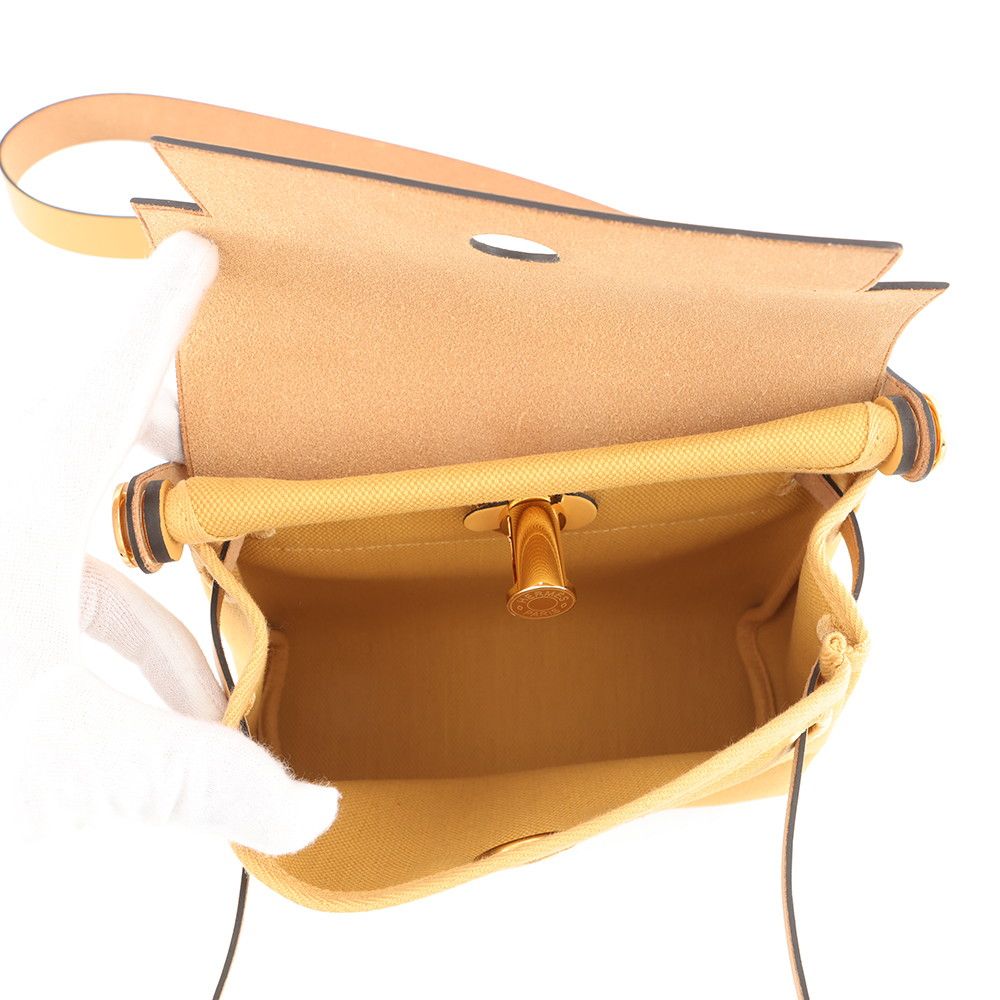 Hermes Shoulder Bag Herbag Zip Mini Paille Gold Toile Ash Vache Hunter — view 5
