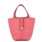 Hermes Handbag Picotin Lock PM Rose Azalea Silver Taurillon Clemence