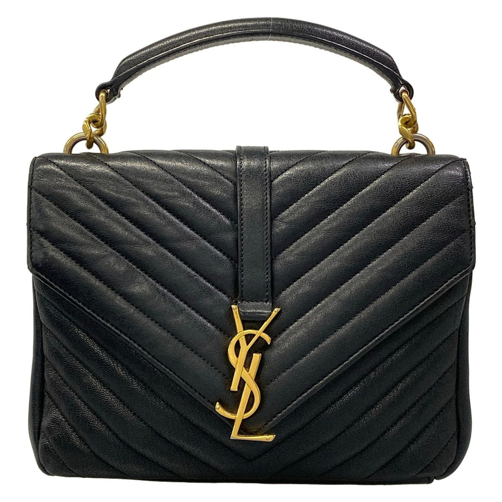 Saint Laurent Paris Handbag Monogram Carre Bag Black Leather