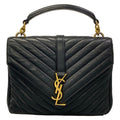 Saint Laurent Paris Handbag Monogram Carre Bag Black Leather