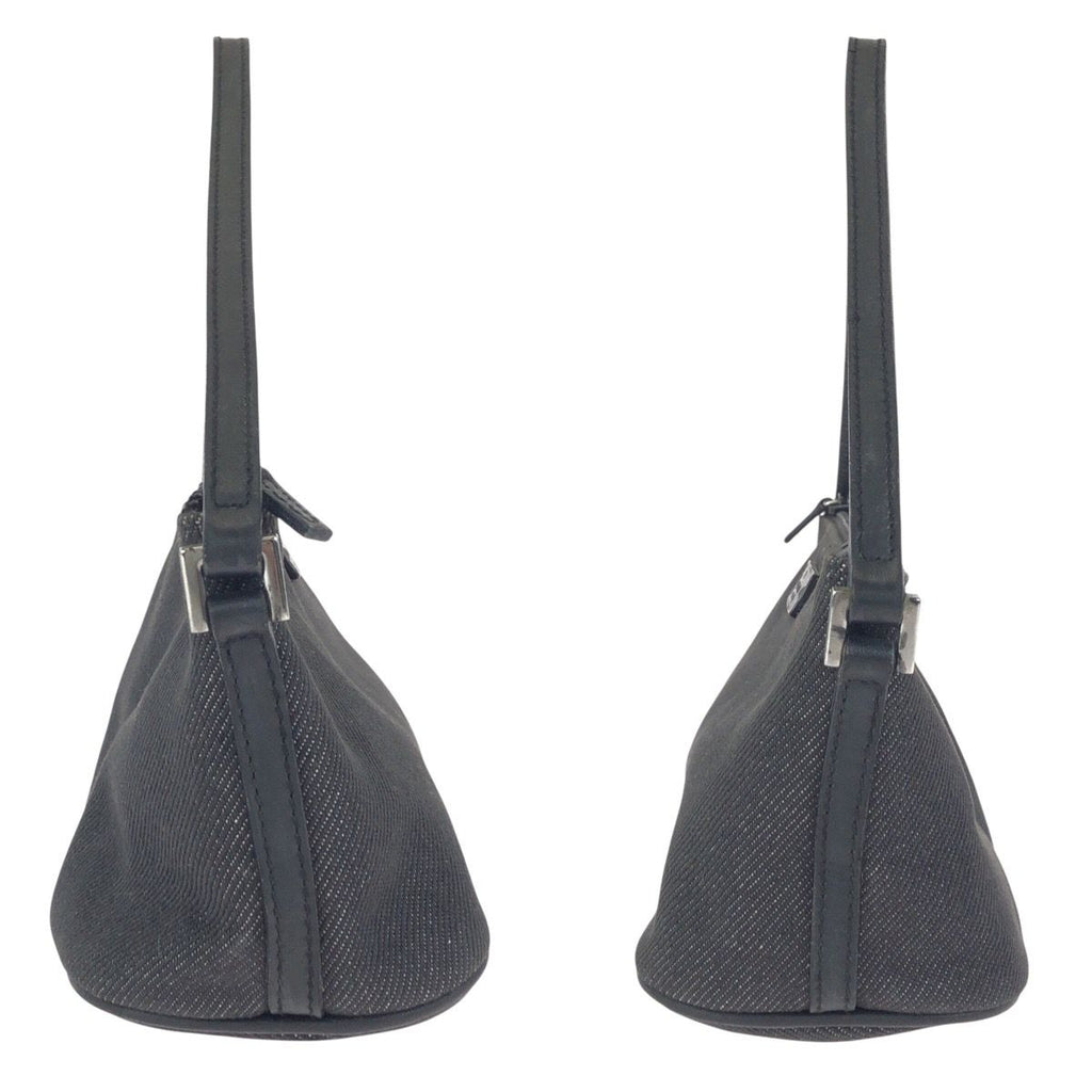Gucci Black Silver Denim Leather Handbag Pouch — view 8