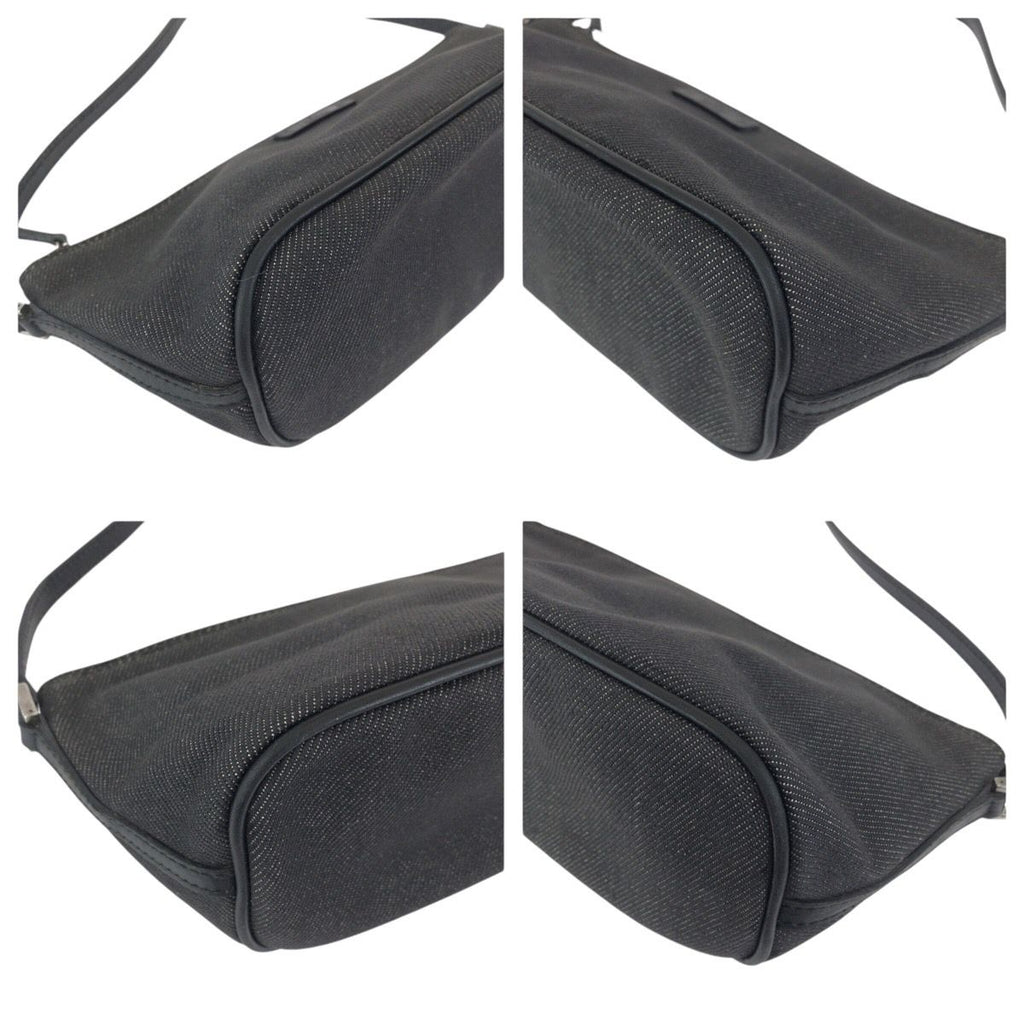 Gucci Black Silver Denim Leather Handbag Pouch — view 3