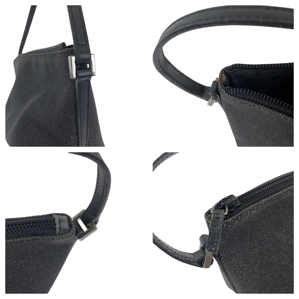 Gucci Black Silver Denim Leather Handbag Pouch — view 5
