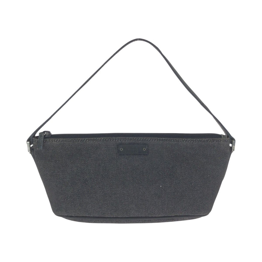 Gucci Black Silver Denim Leather Handbag Pouch