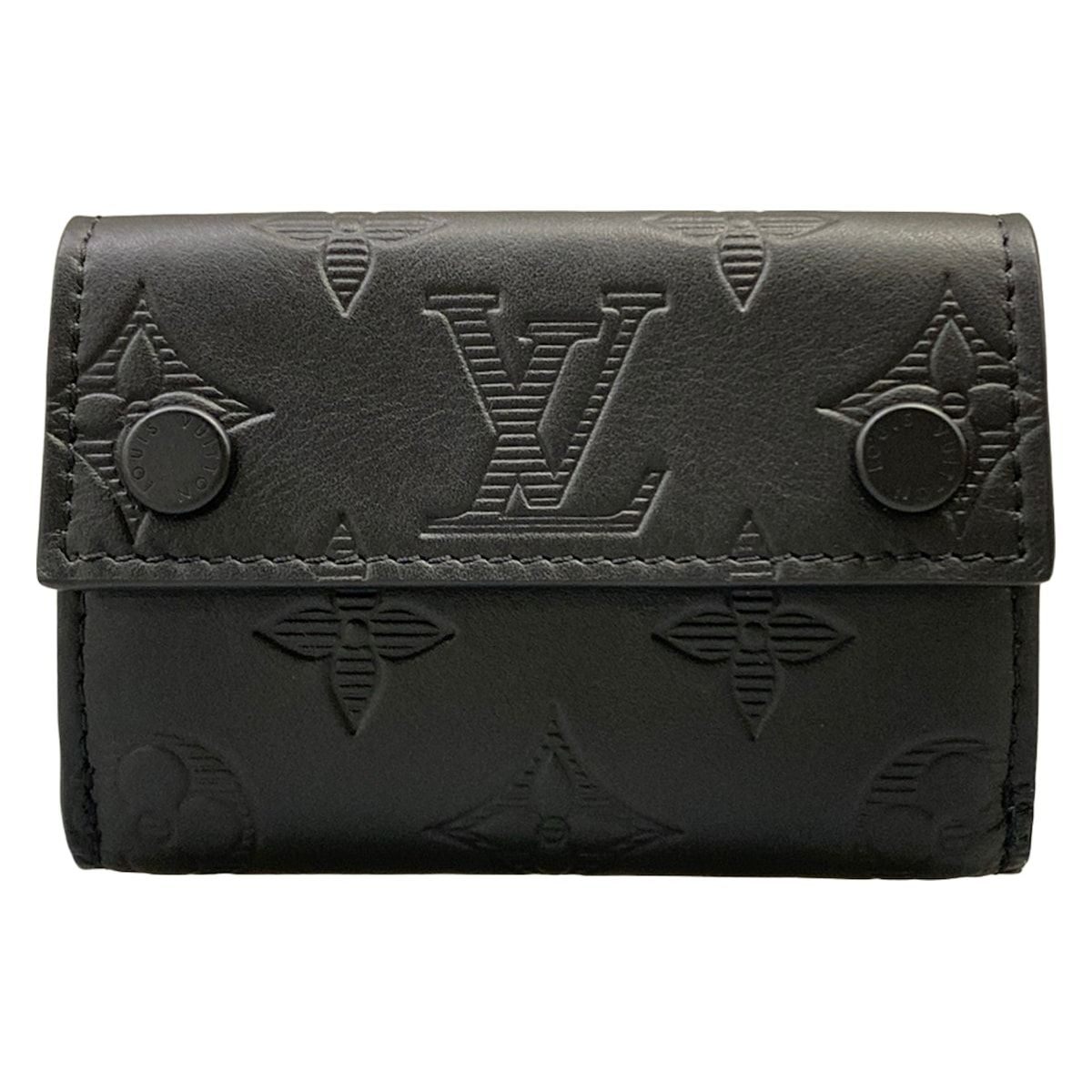Louis Vuitton Trifold Wallet Monogram Shadow Discovery Compact Leather Cowhide