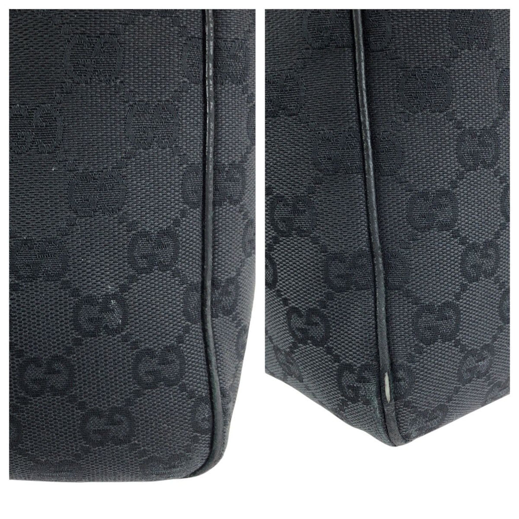 Gucci Black Silver GG Canvas Leather Tote Shoulder — view 6