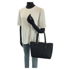 Gucci Black Silver GG Canvas Leather Tote Shoulder — view 7