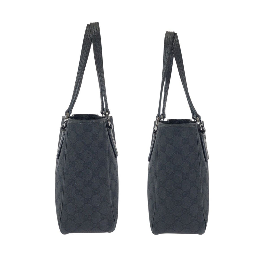 Gucci Black Silver GG Canvas Leather Tote Shoulder — view 8